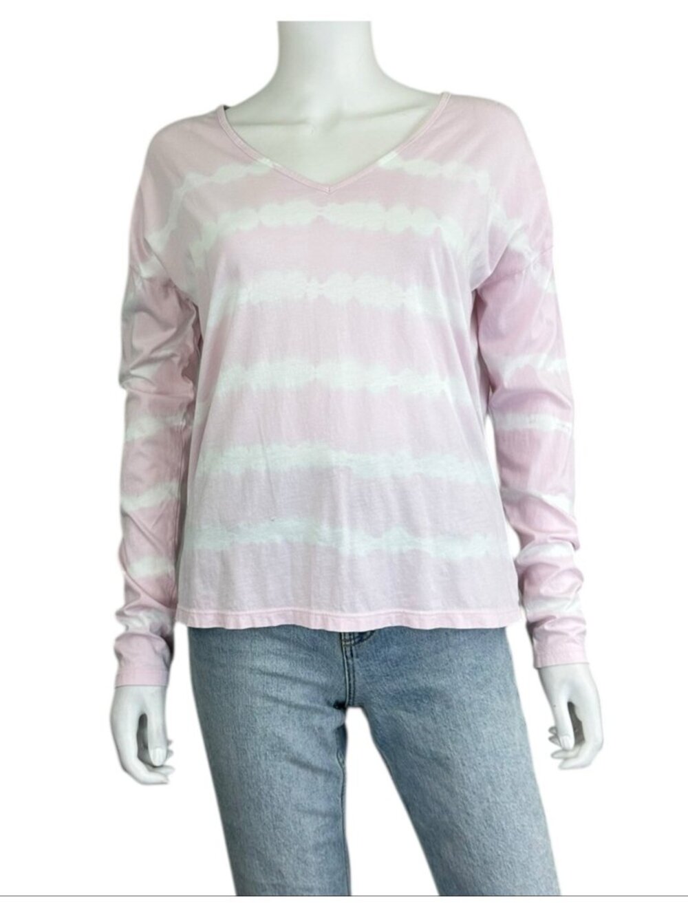 WHITE + WARREN 100% Cotton Pink Tie Dye Knit Top Size S